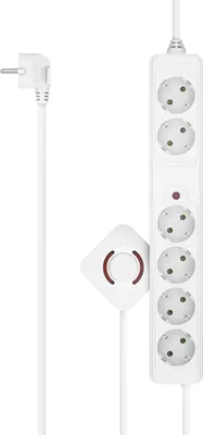 Produktbild von Hama Steckdosenleiste 6-fach, Fußschalter, 3m, 45° gedrehte Steckdosen