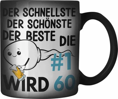 Produktbild von Trendation - 60. Geburtstag Farbwechsel Zauber-Tasse Geschenk Männer Vater 50er Geschenkidee Mann Lustig Spruch (Schwarz)