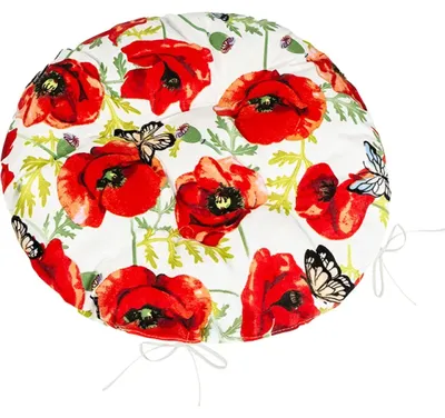 Image de Coussin rond matelassé BERTA - 40 cm (diamètre) - Rouge, Blanc, Vert