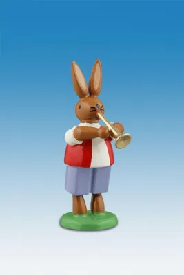 Immagine prodotto di Decorazione pasquale: coniglio di Pasqua con trombetta, altezza 7,5 cm, nuovo
