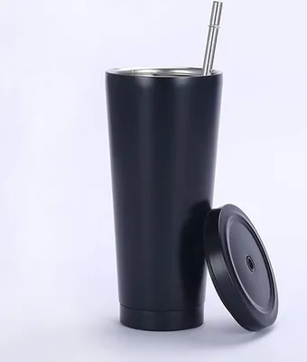 Produktbild von 750ml/25oz Edelstahl Becher Vakuumisolierte Tasse Kaffeebecher Reiseflasche Thermobecher Kaltgetränkebecher mit Strohhalm und Auslaufsicherem Deckel für Eiskaltes oder Warmes Trinken