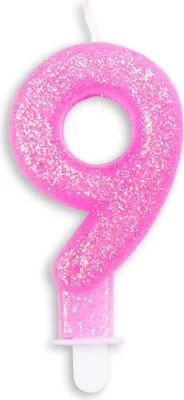 Produktbild von Glitzer Zahlenkerze in Rosa 9