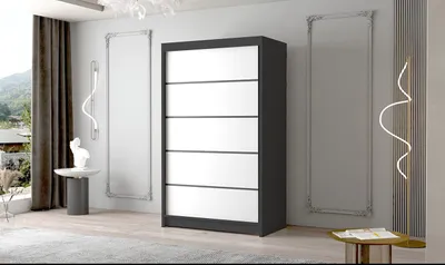 Obrázek produktu pro Dvoudveřová šatní skříň NICA - šířka 120 cm, černá / bílá