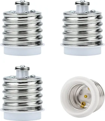 Produktbild von Intirilife E27 auf E40 Lampensockel Adapter in WEISS – 4x Lampenadapter zum Umformatieren von E27 auf E40 – 4er Set Konverter für Lampenfassung für Glühbirnen, LED, Halogen, Energiesparlampen