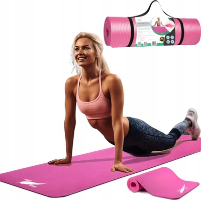 Produktbild von Růžová sportovní podložka, na fitness, jógu, cvičení, s popruhem na přenášení, protiskluzová