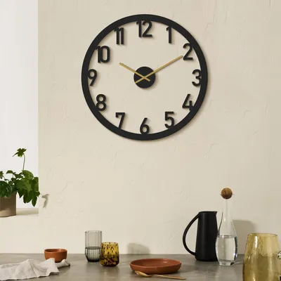 Produktbild von Opviq, Etta- ATP1512, Schwarz, Wanduhren, 48 x 48 cm, 100% Stahl (Dicke: 1