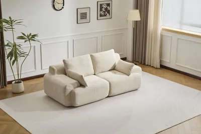 Produktbild von Sofa mit schlaffunktion 214x70cm, Komfortables Sofa,Schlafsofa 2-Sitzer,Beige
