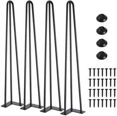 Imagen del producto de Omgoods - Patas para mesa, 72 cm - Juego de 4 - Patas tipo "horquilla" - Patas para muebles - Patas de acero - Color , con 3 barras
