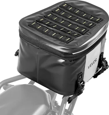 Obrázok produktu pre VEVOR zadná taška na motorku 28 L vodotesná, taška na zadné sedadlo, taška do kufra na batožinu na motorku, úložný priestor na batožinu s taškou a nastaviteľnou prackou, univerzálny nosič batožiny, čierna