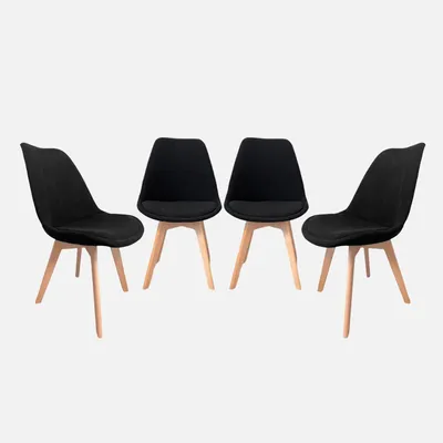 Immagine prodotto di Set 4 sedie scandinave in legno di faggio e velluto a coste , Nero