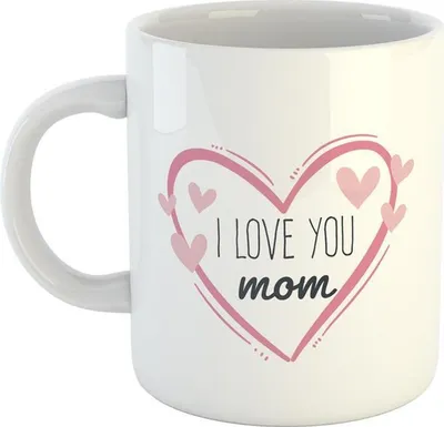 Produktbild von Huuraa Kaffeetasse I love you mom Herz Geschenk Tasse Weiß 330ml I love you mom Herz Präsent