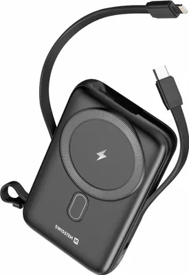Immagine prodotto di SWISSTEN Powerbank 10 000 mAh, 22,5 W, PD, cavi USB-C e Lightning integrati, nero SWISSTEN 22013933