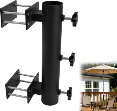 Immagine prodotto di Portaombrelli robusto, ideale per terrazzi. Morsetto per ombrelli regolabile in metallo, adatto per balconi e terrazze, resistente al vento