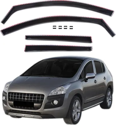 Produktbild von J&J AUTOMOTIVE | GP Windabweiser Für Peugeot 3008 2009-2017 4tlg, GP Regenabweiser, Schwarz, Getönt, Aerodynamisch, Einfache Montage, Befeistigung mit Clips