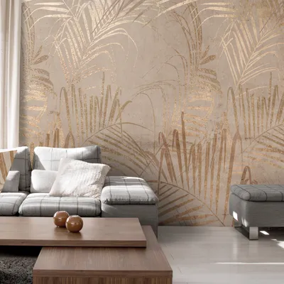 Produktbild von Vlies Fototapete goldene Blätter 400x280 cm Tapeten Wandtapete XXL Natur Botanik Palmblatt b-C-10105-a-a