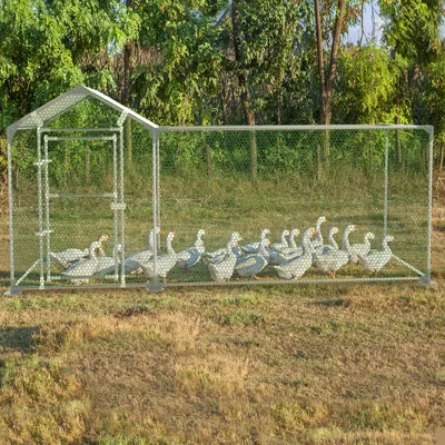 Produktbild von XMTECH 5x1x1,5m Hühnerstall Tiergehege Freilaufgehege Tierlaufstall mit PE-Schattendach, Verzinkter Stahlrahmen, Außenzaun Verwendet für Hühner