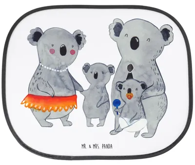 Produktbild von Mr. & Mrs. Panda Sonnenschutz Auto Koala Familie - Weiß - Geschenk, fenster, Kinder, Mama, Sonnenblende, Muttertag, Family, Koalas, Autoscheibe