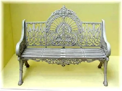 Jugendstil Gartenbank Metall Eisen Gussmetal Garten Bank Barock Furniture Garden Bench Baroque Art Nouveau