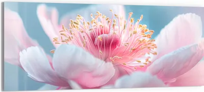 Produktbild von DEQORI Glasbild Echtglas 150x60 cm 'Pfingstrosenpoesie' Wandbild Bild modern Deko