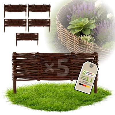 Produktbild von Floranica 5 Stück Beetbegrenzung Weide 20 cm x 50 cm – Rasenkante Weidengeflecht Beeteinfassung, Beetumrandung