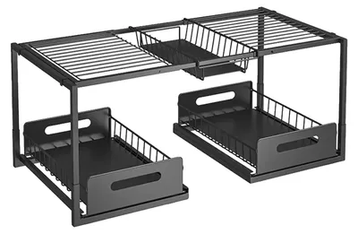Ausziehbarer Unterschrank-Organizer, Stahl, 2 Schubladen, 65-73 cm