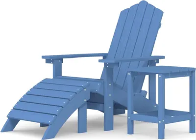 Obrázok produktu pre vidaXL Záhradné kreslo Adirondack so stoličkou a stolom HDPE Aquamarine