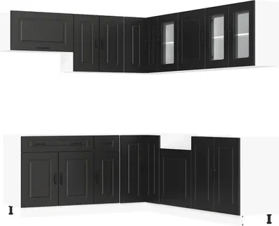 Produktbild von 11-tlg. Küchenschrank-Set Kalmar Schwarz Holzwerkstoff