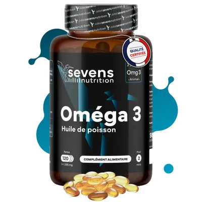 Image de Gélules oméga-3 hautement dosées en EPA, DHA et TG, format 120 gélules molles – Sevens
