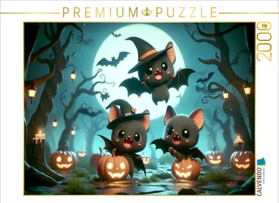 Produktbild von CALVENDO Puzzle Das Halloween-Abenteuer der kleinen Vampirfledermäuse | 2000 Teile Lege-Größe 90x67cm Foto-Puzzle für glückliche Stunden