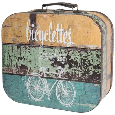 Vintage Holzkoffer im Fahrrad Design von HMF mit 25 cm Breite