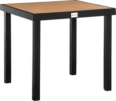 Produktbild von Gartentisch Für 4 Personen Esstisch Aluminiumtisch Gartenmöbel Loungemöbel Pflegeleicht Kunststoff Natur+Schwarz 80 X 80 X 74 Cm
