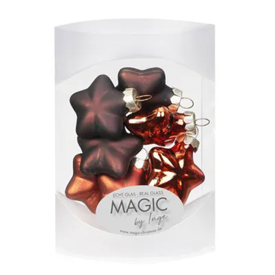 Produktbild von Christbaumschmuck Sterne Glas 4cm Shiny Chestnut, 8 Stück