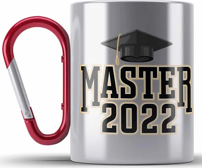 Produktbild von Trendation - Master 2022 Abschluss Geschenk Edelstahl Tasse Karabiner Bestanden Studium Prüfung Graduation (Rot)