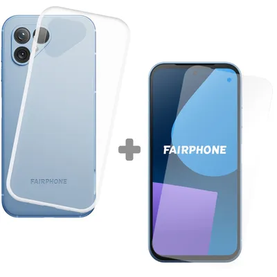 Image de Cazy Coque et Verre Trempé Compatible avec Fairphone 5 - Contenir 1 Coque Silicone + 1 Protection écran -Transparant