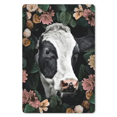 Produktbild von MuchoWow® Mauspad Mousepad Kuh - Blumen - Blätter 18x27 cm - Mousepads - Maus Mat - Pad - Mausunterlage
