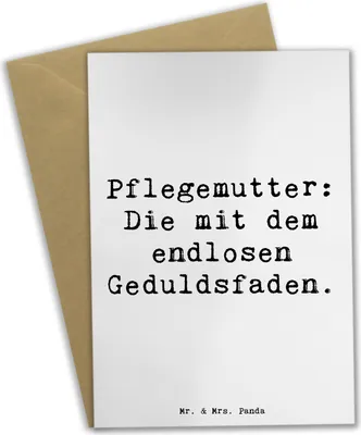 Produktbild von Mr. & Mrs. Panda Grußkarte Spruch Pflegemutter Geduld - Weiß - Geschenk, Lächeln, osterkarten, Familie, Kindererziehung, Liebe, kommunionskarte, Gelassenheit, Stärke