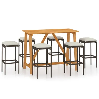 Produktbild von vidaXL 7-tlg. Gartenbar-Set mit Kissen Braun