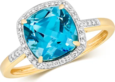 Produktbild von 9 Karat (375) Gold Cluster Damen - Diamant Ring Brillant-Schliff 0.12 Karat mit Topas, 57 (18.1); TRS10911RSP