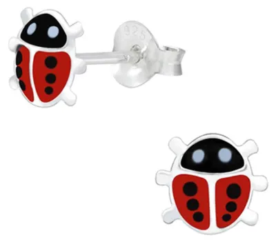 Produktbild von Kinder Ohrringe Silber 925 Ohrstecker Marienkäfer | 6 mm x 7 mm