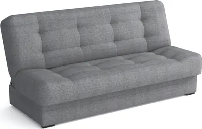 A studio shot of a gray sofa bed.