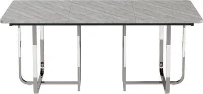 Produktbild von okwish Esstisch 180×80×75 cm moderner Küchentisch，rechteckiger Esstisch für 6 Personen, moderner einfacher Esstisch, Grau + Silber