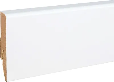 Produktbild von Sockelleiste MDF 18 x 58 x 2500 mm Weiß zum Kleben, Clipsen, Schrauben & Nageln MDF-Kern foliert Fußleiste by PROVISTON 2.5 Meter | 1 Stück