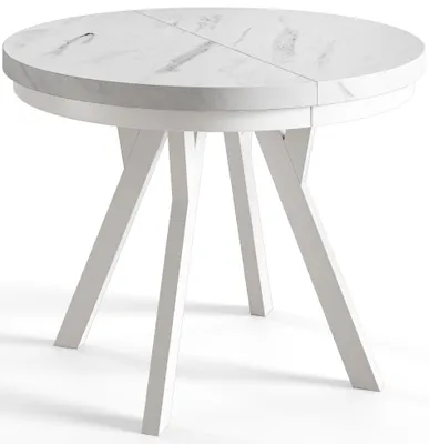 Produktbild von Esstisch Rund Evo, Moderner Esstich Ausziehbar, Tisch mit Stabile Konstruktion, Durchmesser 80 - 130 cm, Farbe Marmur