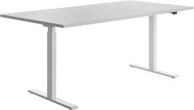 Produktbild von Topstar E-Table elektrisch höhenverstellbarer Schreibtisch lichtgrau rechteckig, T-Fuß-Gestell weiß 180,0 x 80,0 cm
