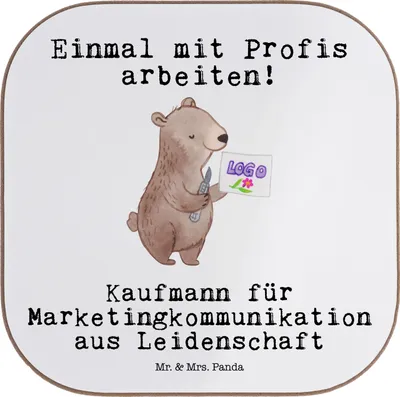 Produktbild von Mr. & Mrs. Panda Tischschoner Kaufmann für Marketingkommunikation Leidenschaft - Weiß - Geschenk, Coaster, gläseruntersetzer, Tassen Untersetzer, Gläser