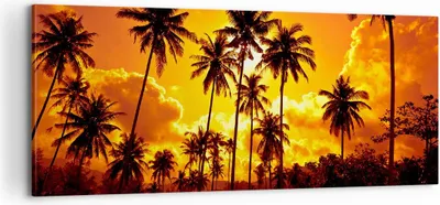 Produktbild von Bild auf Leinwand - Leinwandbild - Palmen Bäume Sonne - 100x40cm - Wand Bild - Wanddeko - Leinwanddruck - Bilder - Kunstdruck - Wanddekoration - Leinwand bilder - Wandkunst - AB100x40-0187