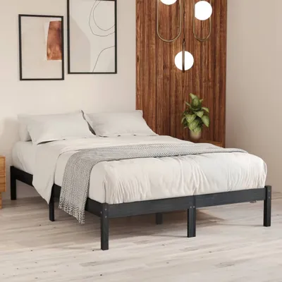Obrázok produktu pre vidaXL Posteľ z masívu sivá borovica 200x200 cm - Rám postele - Drevený rám postele - Postele - Postele