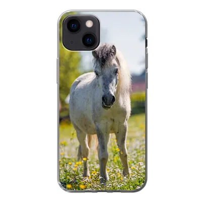Produktbild von MuchoWow® Handyhülle Schutzhülle Hülle für iPhone 13 mini Pferd - Blumen - Licht Silikon Softcase Handy Hülle - Softcase