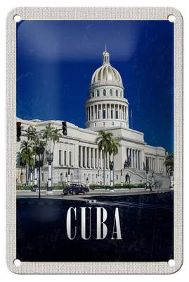 Produktbild von Blechschild Reise 12x18cm Cuba Karibik Gemälde Sehenswürdigkeit Schild