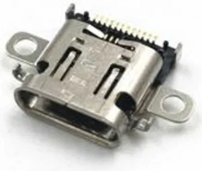 A close-up studio shot of a USB-C charging port.